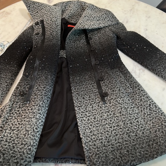 Alice & Olivia ombre wool ALine coat with sequin detail - Picture 10 of 13